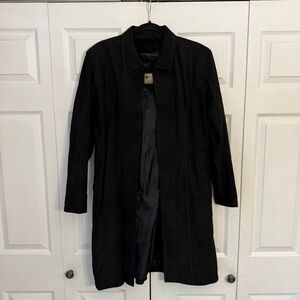 Vintage Mundicueros Suede Long Black Trench coat Medium